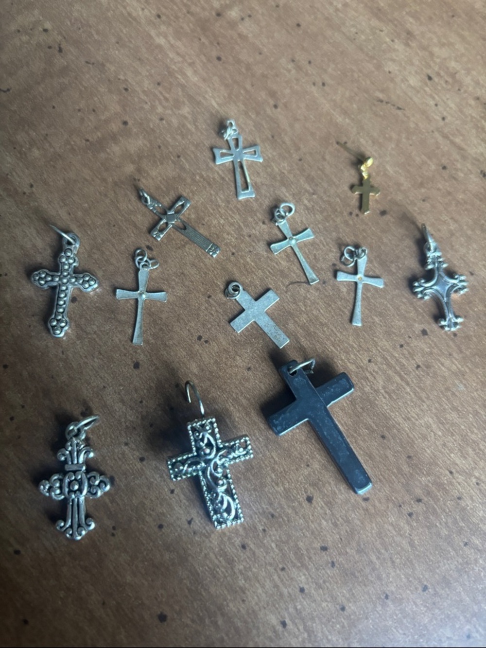 Mixed Cross Pendant Lot - Silver & Black Tones